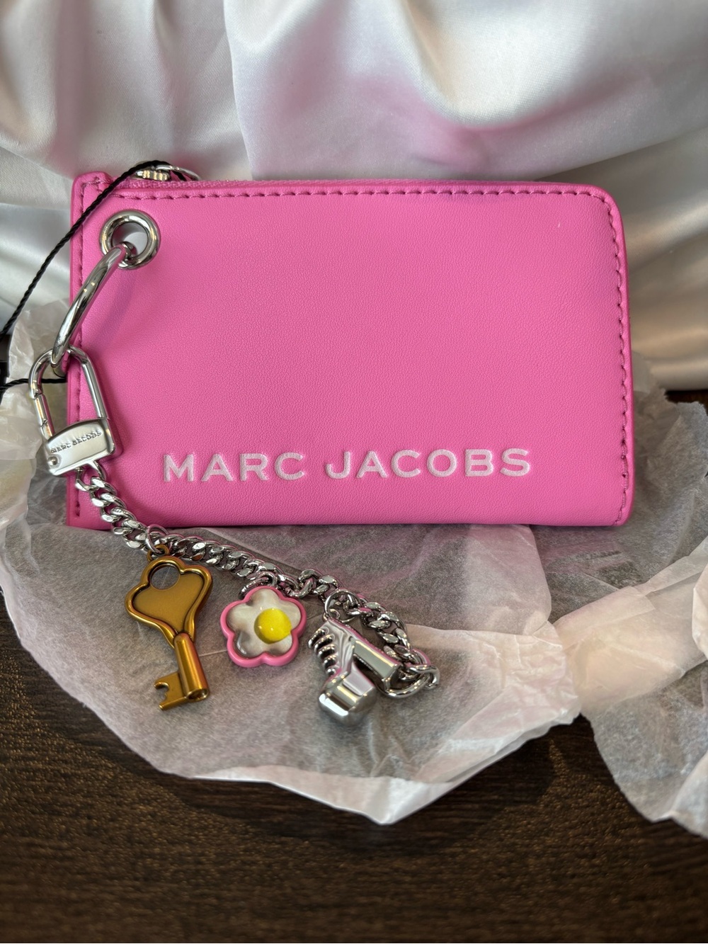 Marc Jacobs Bow Pink Leather Key Bag Charm